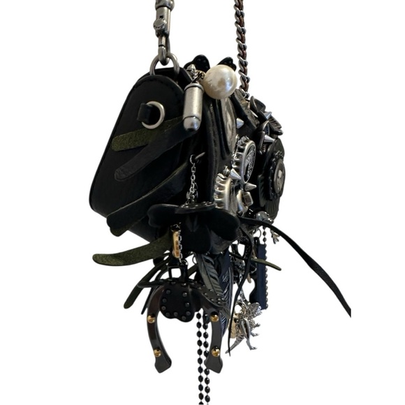 Coach Elvis Charm Bag Black & Silver - Picture 7 of 16